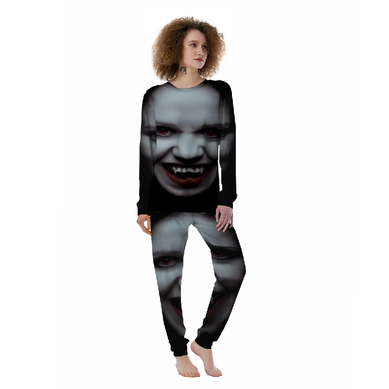 Vampire Girl Halloween Print Women's Pajamas