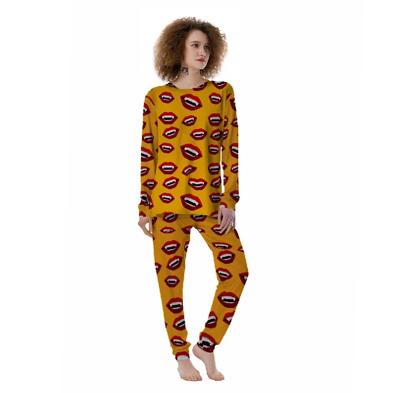 Vampire Lips Halloween Print Pattern Women's Pajamas