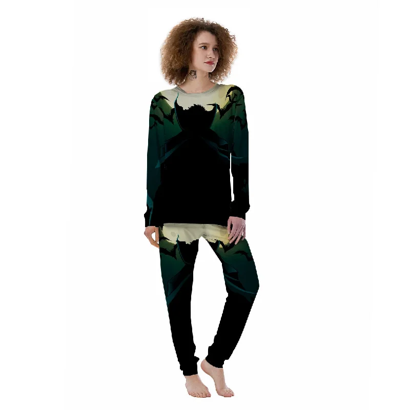 Vampire Silhouette Halloween Print Women's Pajamas