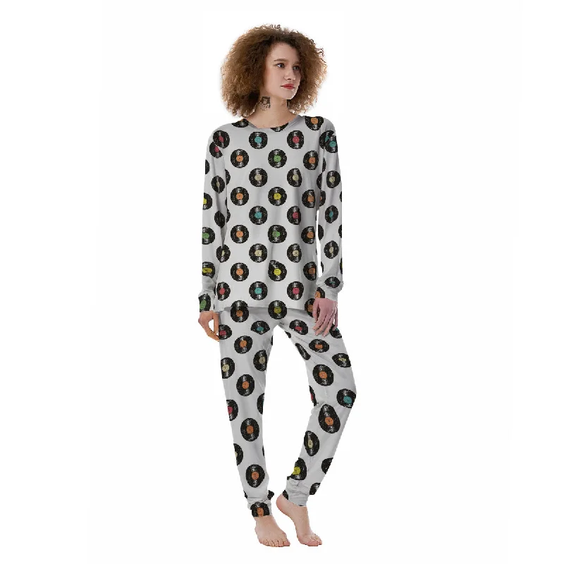 Vinyl Record Hand Drawn Print Pattern Women's Pajamas