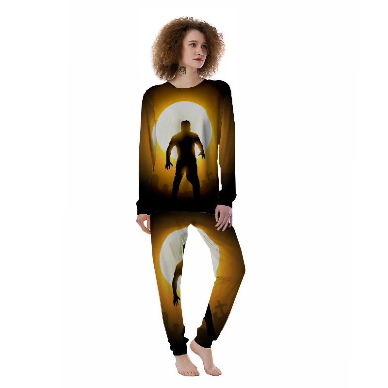 Walking Zombie Halloween Print Women's Pajamas