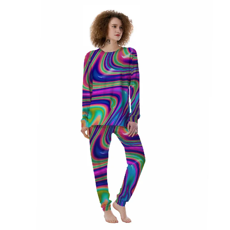 Waves Holographic Print Women's Pajamas