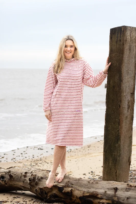 Jamie Striped Towelling Hooded Robe | Strawberries & Cream