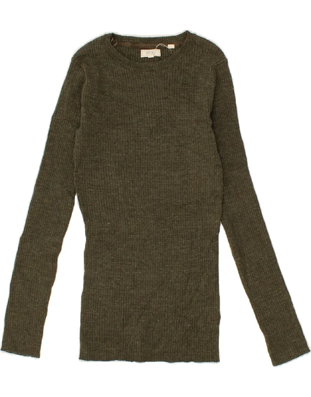 FAT FACE Womens Boat Neck Jumper Sweater UK 8 Small  Khaki