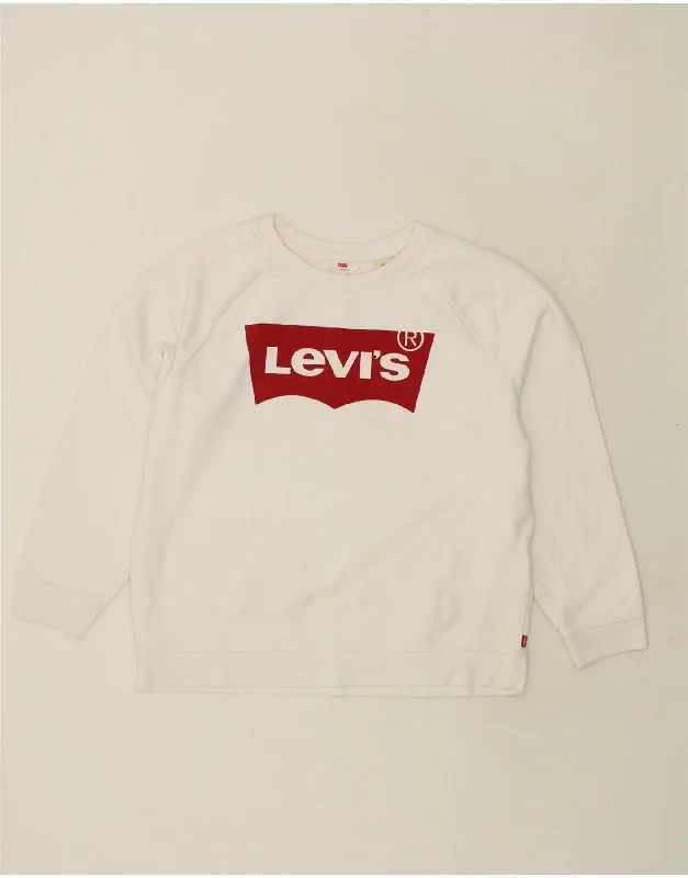 LEVI'S Womens Graphic Sweatshirt Jumper UK 16 Large White Cotton