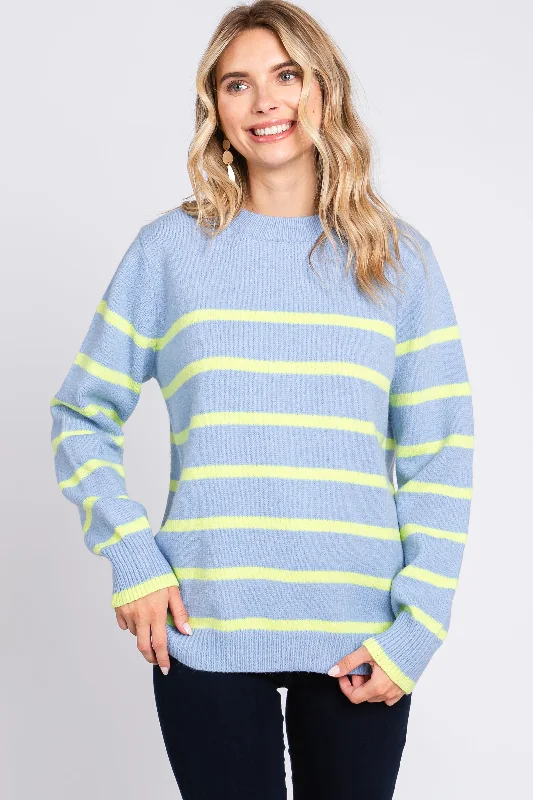 Light Blue Neon Striped Sweater