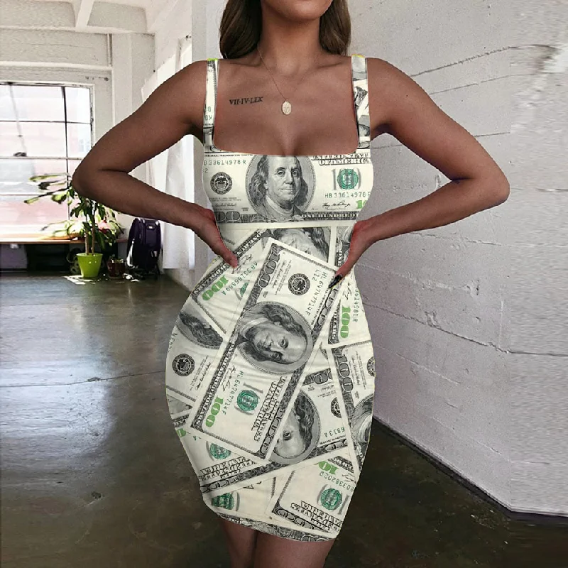 Sexy Money Print Ladies Dresses