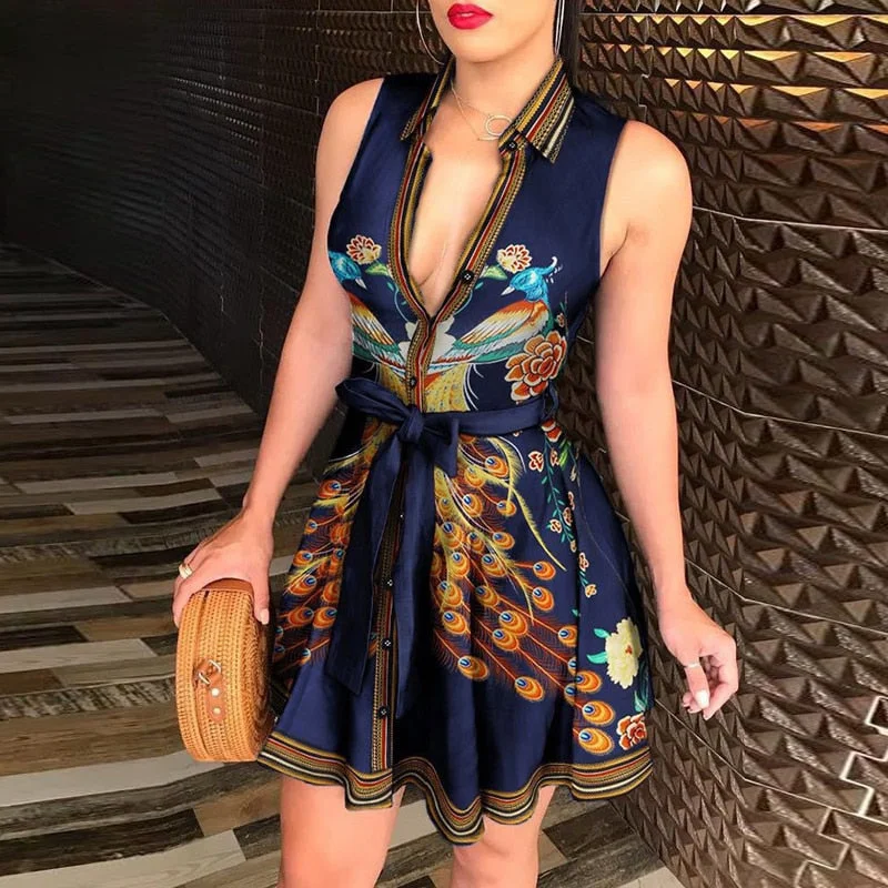 Sexy Party Colorful Print Dress