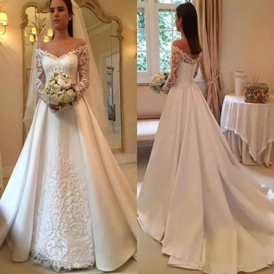 boho wedding dresses long sleeve lace appliqué boho beaded elegant vintage wedding gowns vestido de noiva