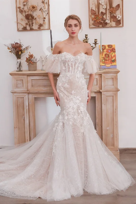 Luxury Off the Shoulder Mermaid Wedding Dress