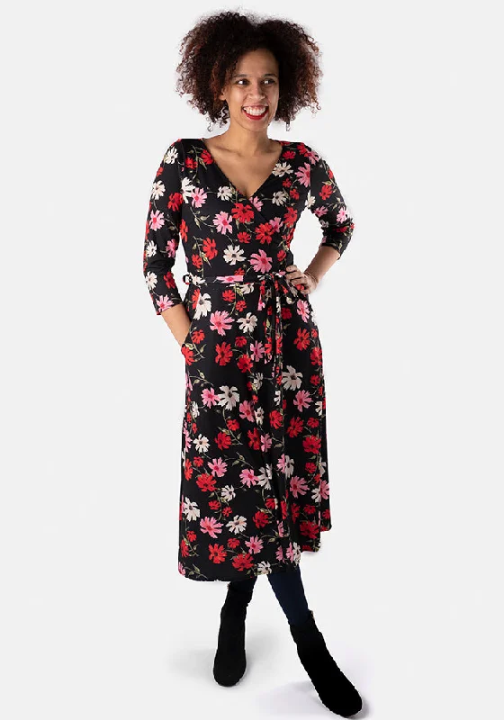 Roslyn Bright Daisy Print Midi Dress