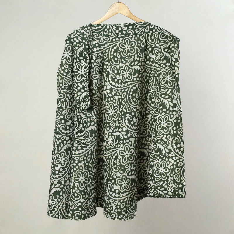 Green - Hand Batik Printed Cotton Wrap Around Skirt 25