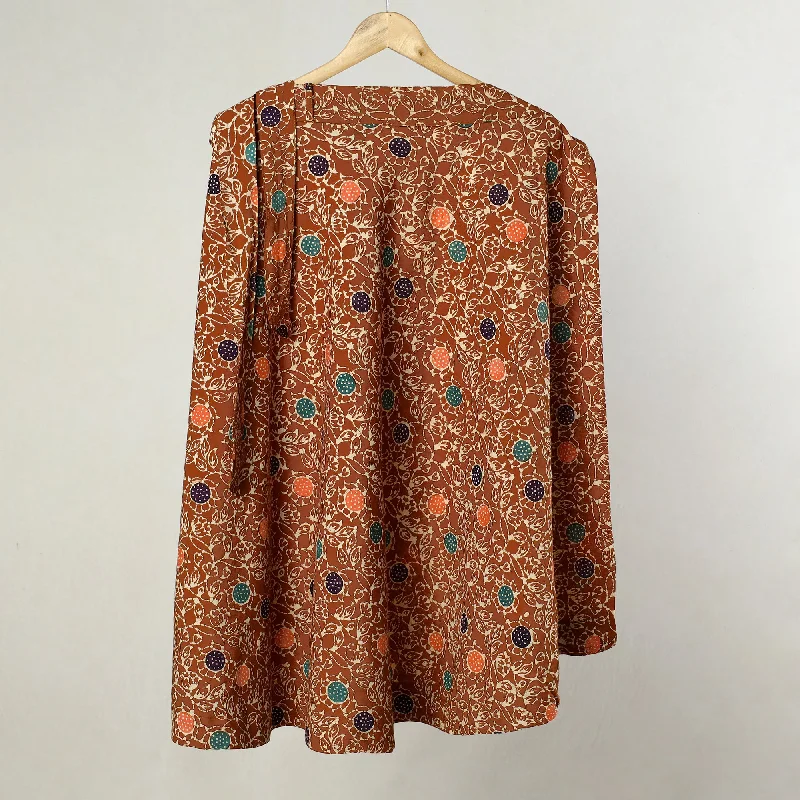 Brown - Hand Batik Printed Cotton Wrap Around Skirt 08