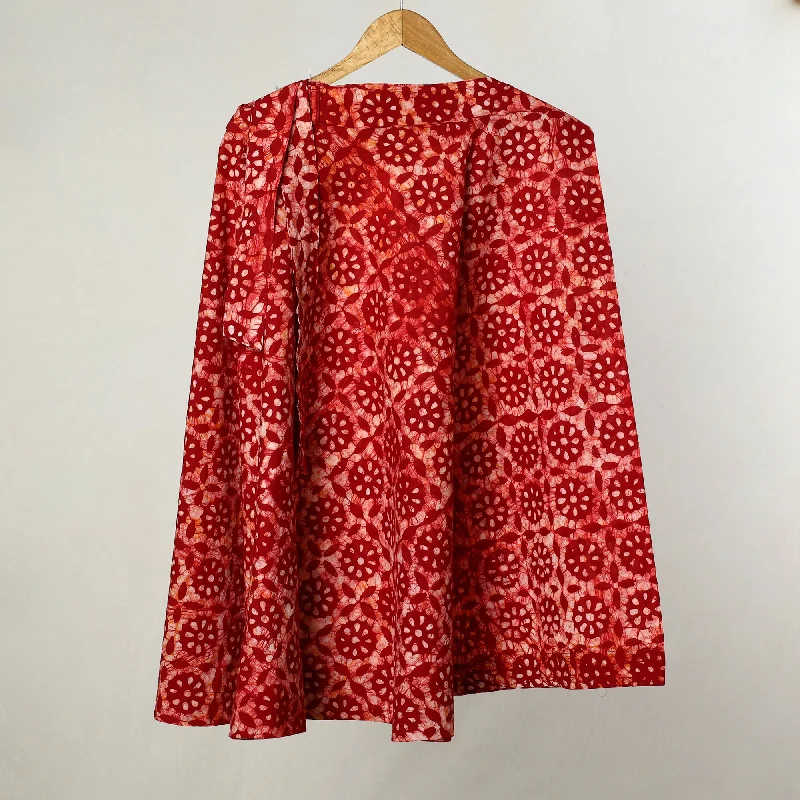 Red - Hand Batik Printed Cotton Wrap Around Skirt 09