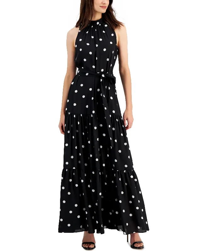 Anne Klein Petite Polka Dot Tiered Maxi Dress