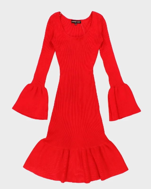 Ribbed Long Sleeve Knit Dress - S