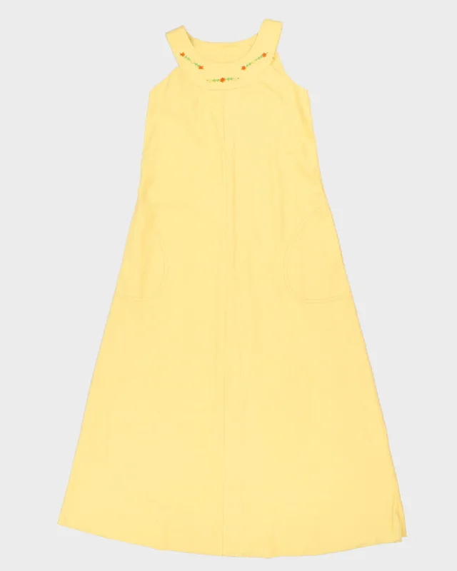 Vintage Handmade Yellow High Neck Maxi Dress - S/M