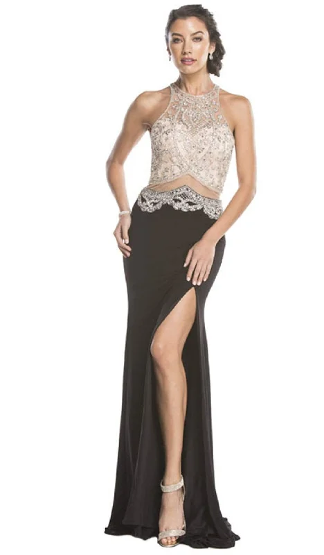 Aspeed Design - Embellished Sheer Fitted Evening Dress