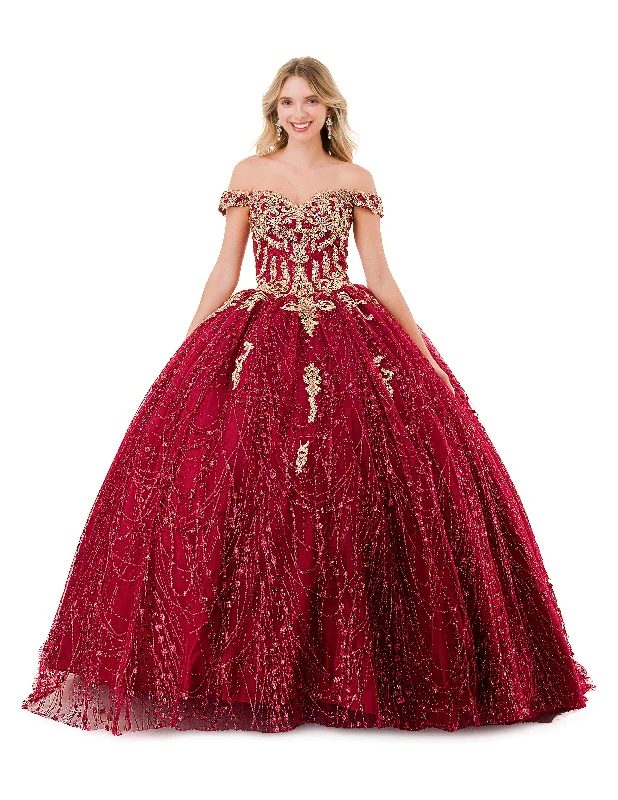 Aspeed Design L2753T - Off Shoulder Beaded Applique Ballgown