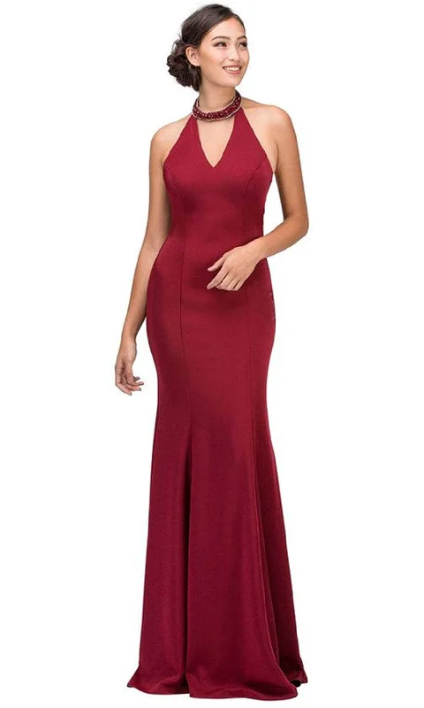 Eureka Fashion 5033 - Jeweled Chocker Sheath Prom Gown