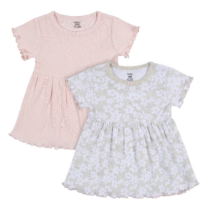 2-Pack Baby & Toddler Girls Sweet Florals Short Sleeve Cotton Dresses