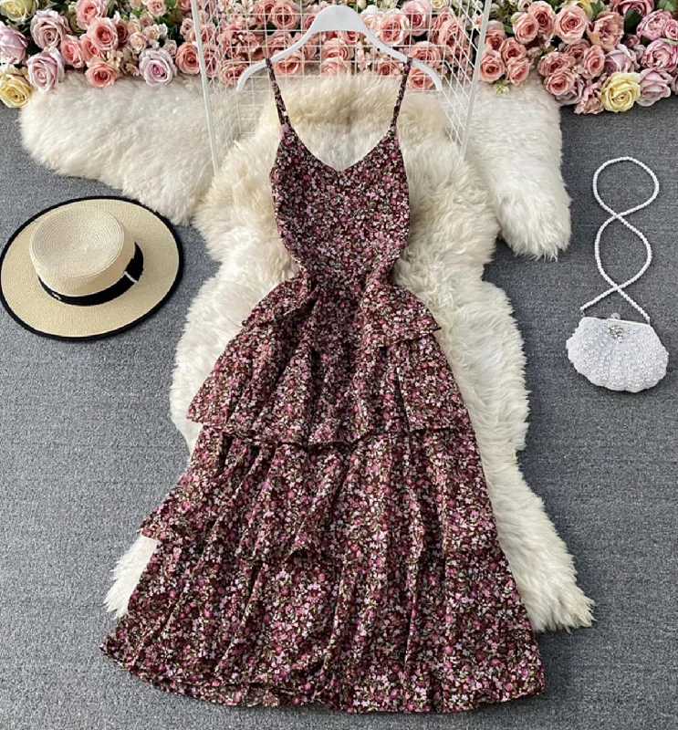 Cute A line floral dress  815