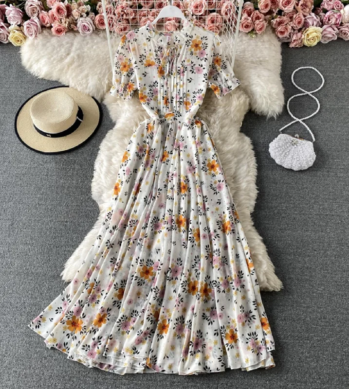 Cute A line floral dress fashion dress  801