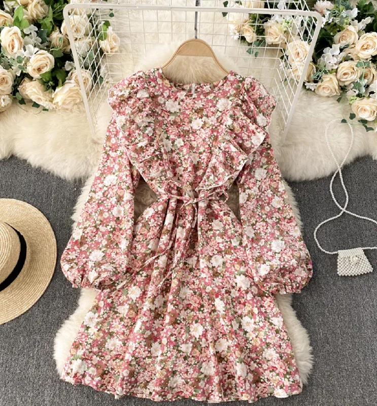 Cute A line floral dress fashion dress  811