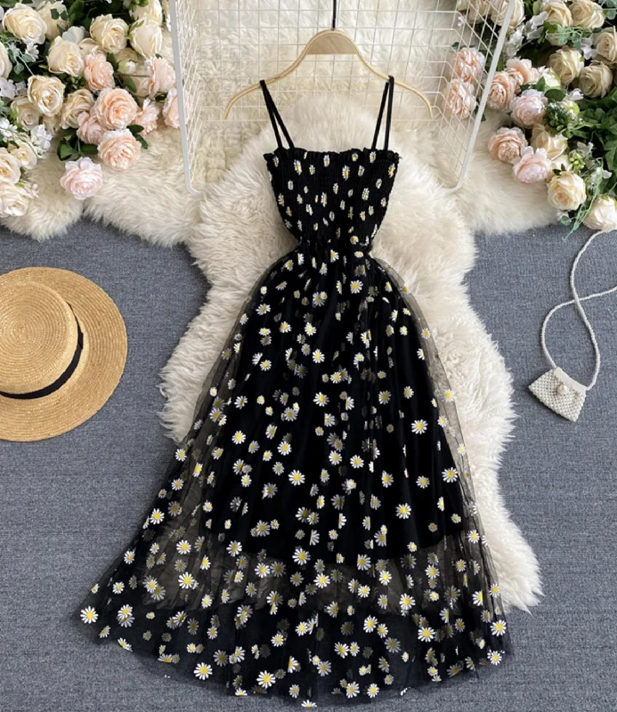 Cute A line tulle floral dress  766