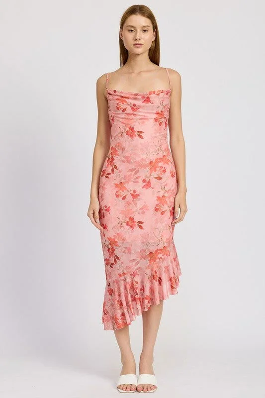 Emory Park Floral Asymmetrical Dress With Ruffle Detail