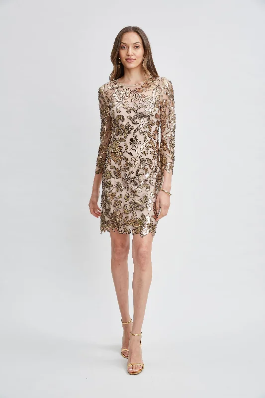 Floral Sequin Long Sleeve Dress