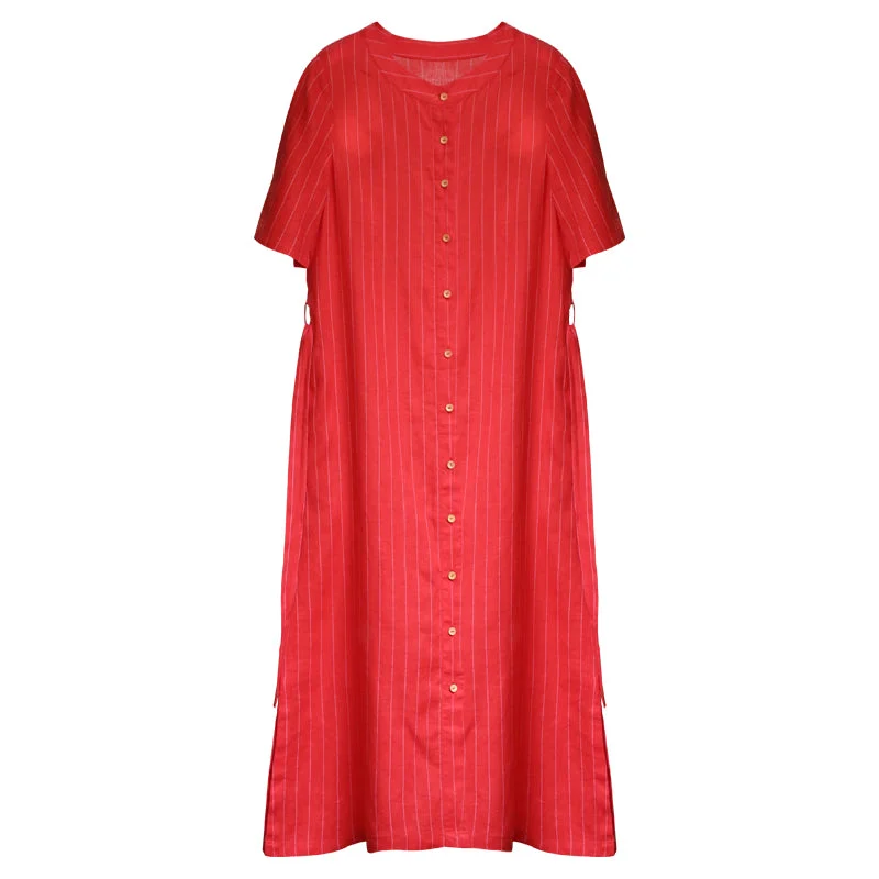 Red Linen Women Dresses Summer Women DressesWC961822