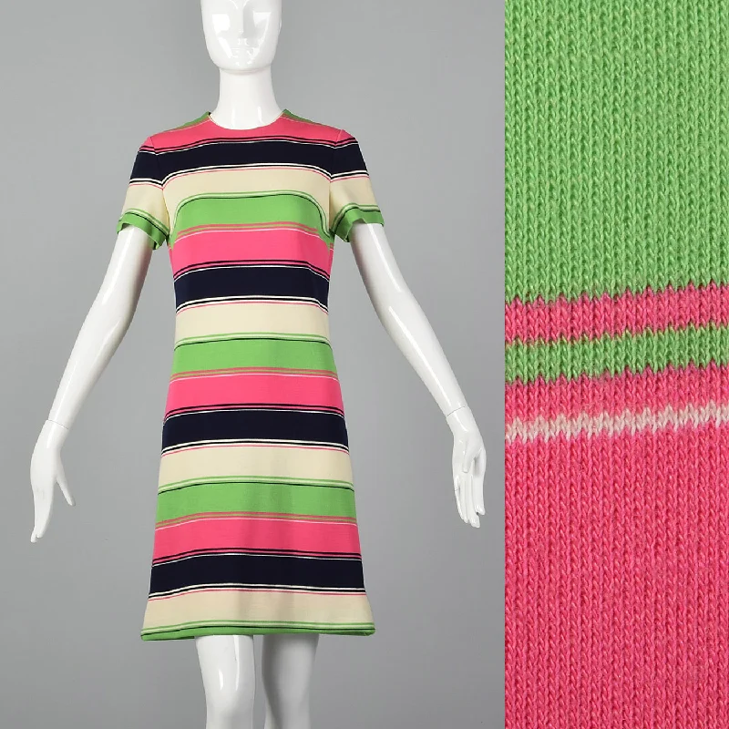 1960s Mod Striped Knit Shift Dress