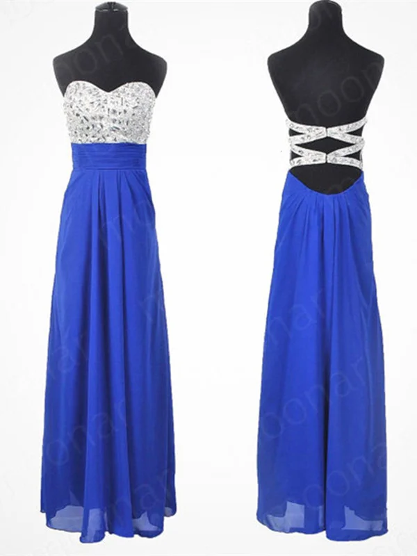 A Line Backless Blue Prom Dresses, Red Prom Dresses, Dresses For Prom, Backless Prom Dresses, Graduation Dresses