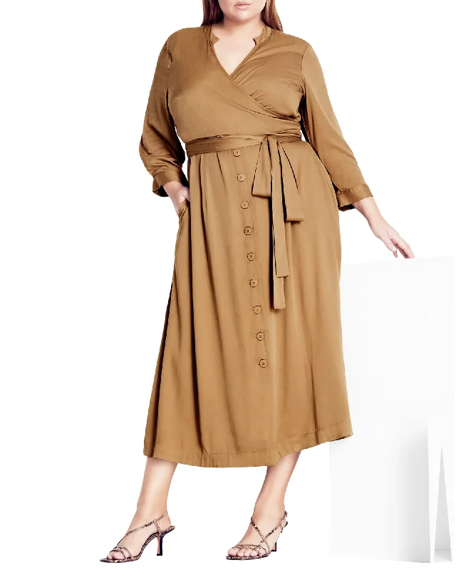 Ariana Soflty Wrapped Dress | Brown