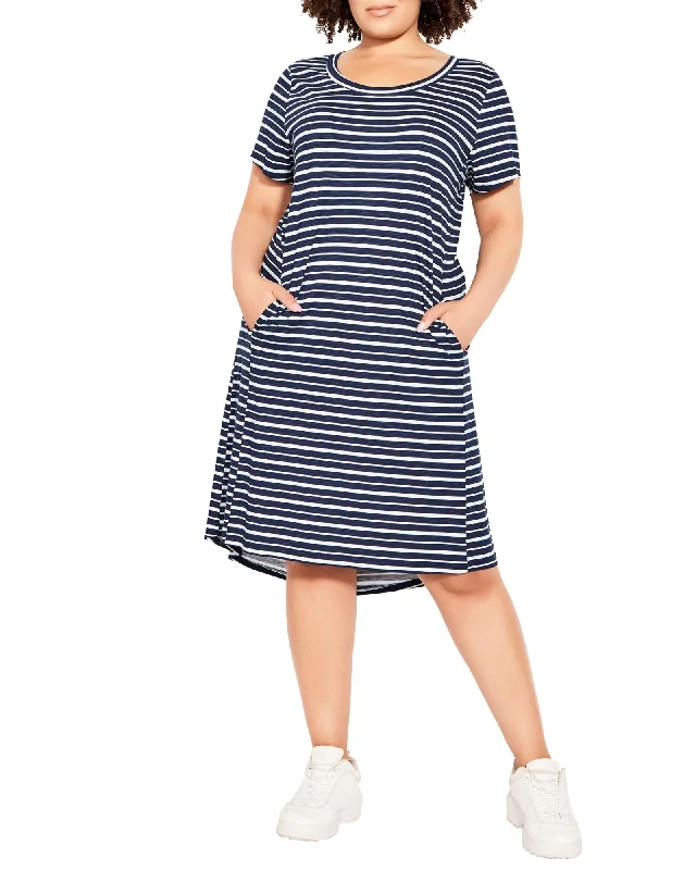 Ava Striped Hello Sunshine Dress | Navy / White