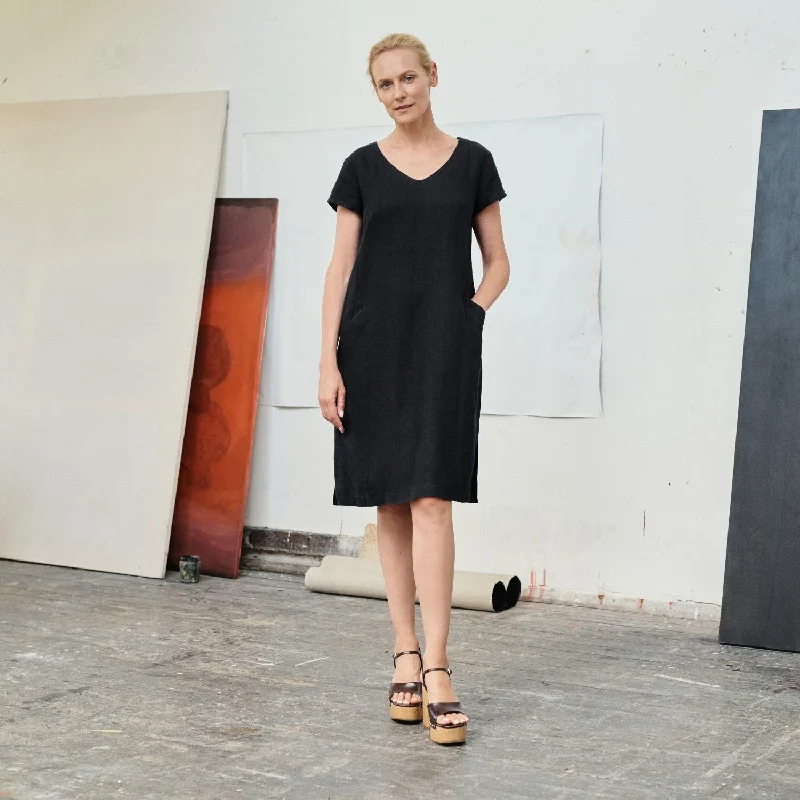 Black Linen Goldenrod Dress