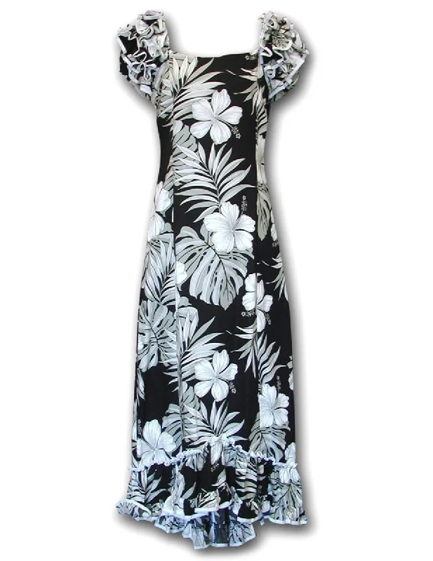 Black Muumuu Dress Hawaiian Palekaiko