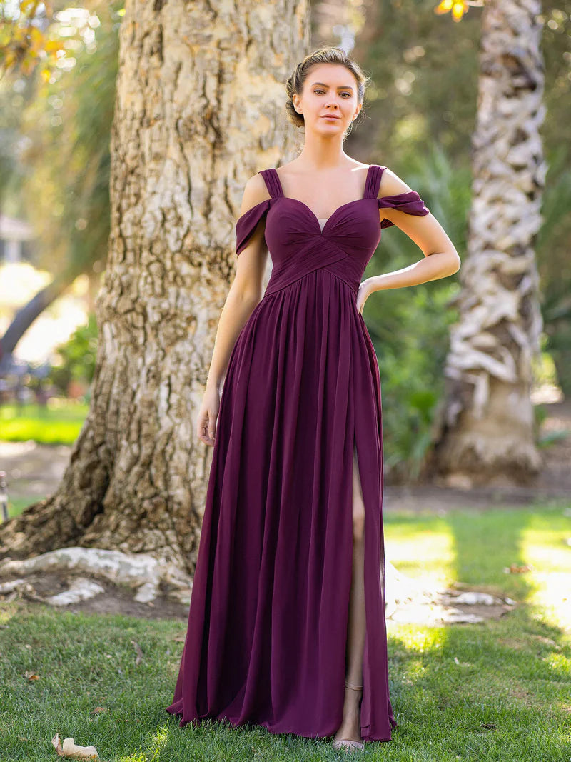 Bridesmaid Dress A-Line V-neck Floor-Length Chiffon