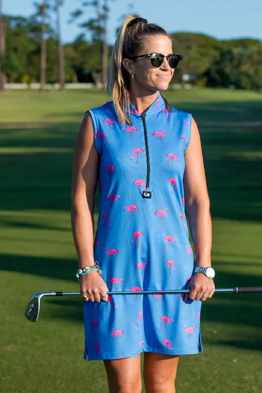 CA Funky Golf Dress | Blue-Dotted Flamingo