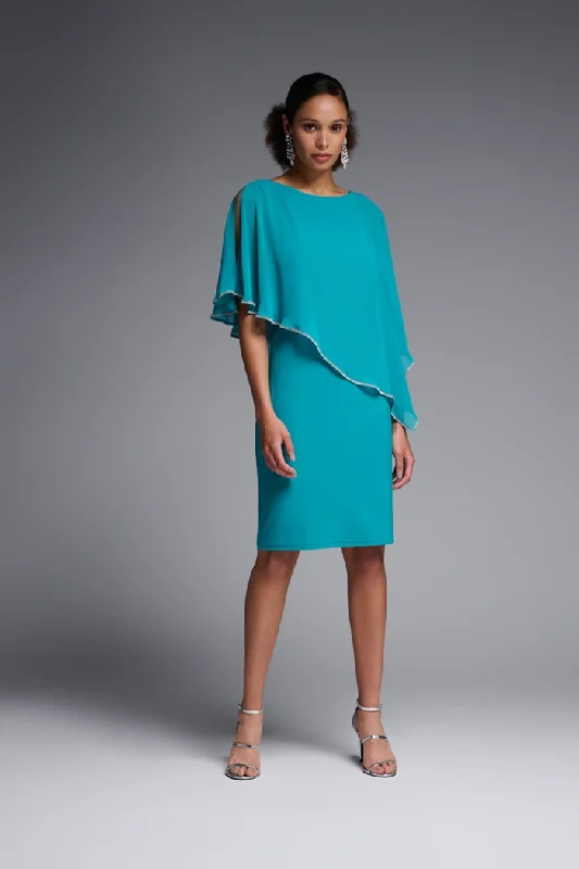 Chiffon and Silky Knit Sheath Dress