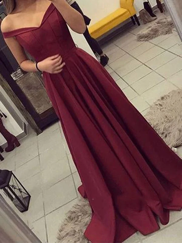 Custom Made Off Shoulder Burgundy Prom Dresses, Burgundy Formal Dresses, Burgundy Evening Dresses