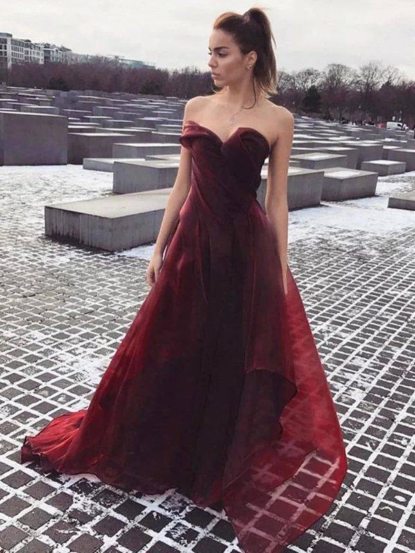 Custom Made Sweetheart Neck Maroon Prom Dress with Train, Maroon Formal Dress