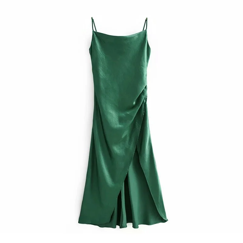 Elegant Sexy Satin Backless Split Dress Women