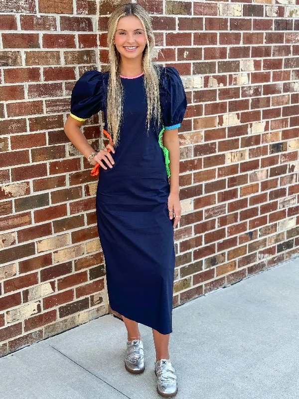 Cut Out Dress (Navy Multi)