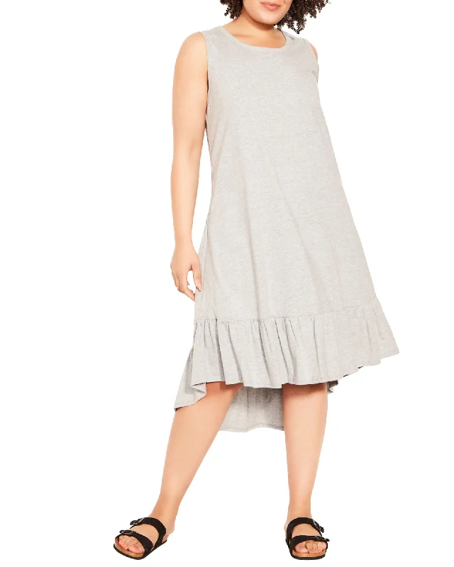 Evie Ruffle Dress | Light Grey