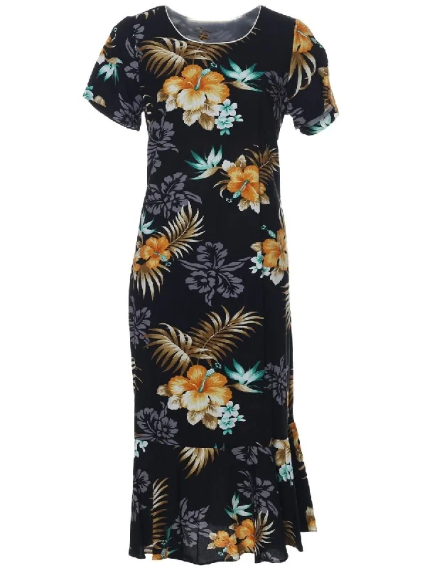 Fern Hibiscus Dress with Sleeves