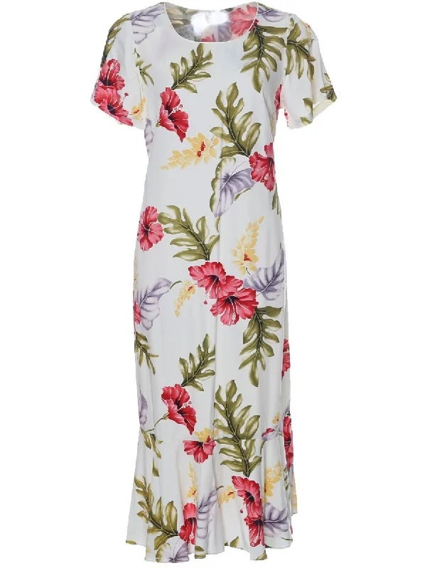 Hawaiian Dress Mid Length with Sleeves Haiku Aloha