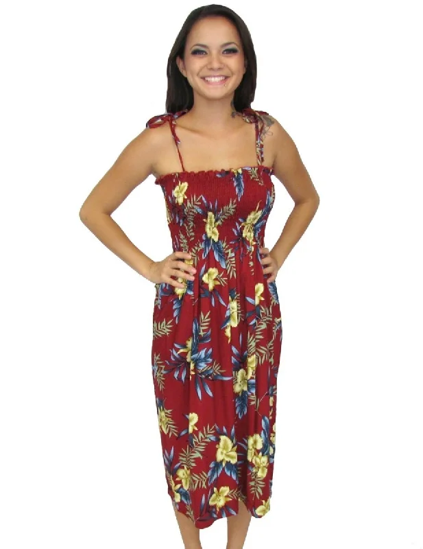 Hawaiian Dress Smock Top Okalani Red