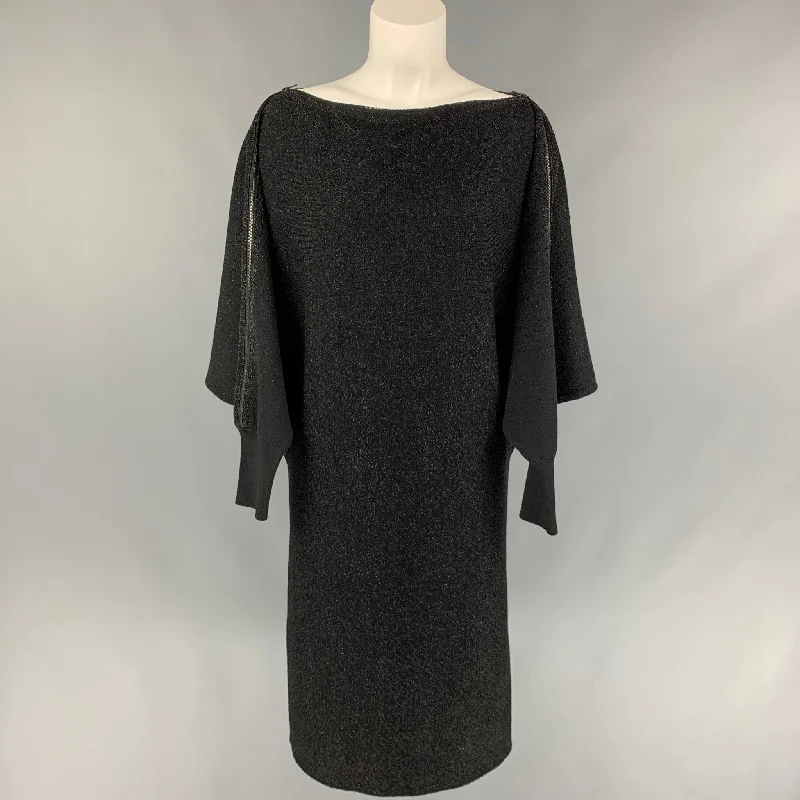 JEAN PAUL GAULTIER Size M Black Metallic Wool Blend Shift Dress